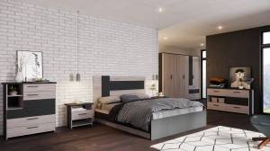 Σετ υπνοδωματίου Moon - Opak White Glossy/Barley Blackwood