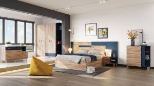 Σετ υπνοδωματίου Dust - Tobacco Craft Oak/Navy Blue