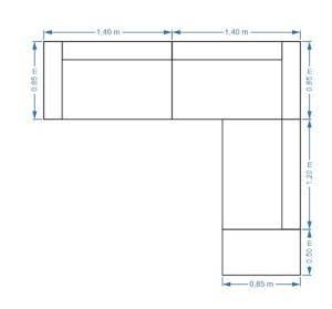 Γωνιακός καναπές Carmen (140+140+120+50x85)