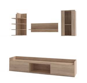 Σύνθεση σαλονιού Komo - Grey Craft Oak (200x40/30x180)