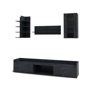 Σύνθεση σαλονιού Komo - Grey Craft Oak (200x40/30x180)