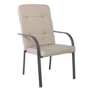 ASTOR Πολυθρόνα Κήπου - Βεράντας, Μέταλλο Βαφή Ανθρακί, Μαξιλάρι Μπεζ Ε-00014867 Ε5151