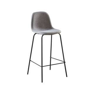 CELINA Σκαμπό BAR με Πλάτη, Κάθισμα H.67cm, Μέταλλο Βαφή Μαύρο, Ύφασμα Γκρι Ε-00022241 ΕΜ902,1 (ΣΕΤ ΤΩΝ 4)