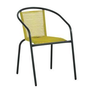 FUNKY Rattan Πολυθρόνα Κήπου - Βεράντας, Μέταλλο Βαφή Μαύρο, Κορδόνι PE Κίτρινο Ε-00023765 Ε242,7Ρ