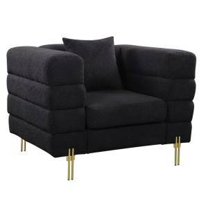 MORRIS Πολυθρόνα Σαλονιού - Καθιστικού, Ύφασμα Teddy Μαύρο Ε-00024533 Ε9600,12