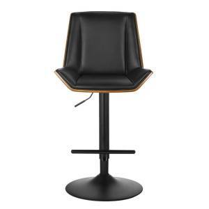 NUMAN Σκαμπό BAR με Πλάτη, Βάση Μαύρο, Καρυδί - ΡU Μαύρο, Ρύθμιση Ύψους, Περιστρεφόμενο Ε-00023677 ΕΜ104,2