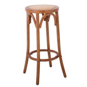 VIENNA Σκαμπό BAR, Ξύλο Οξιά Απόχρωση Καρυδί, Κάθισμα Ψάθα Ε-00022622 Ε7023,2
