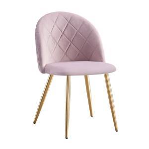 Stock BELLA Καρέκλα Τραπεζαρίας, Μέταλλο Χρώμιο Χρυσό, Ύφασμα Velure Απόχρωση Dirty Pink Ε-00023536 ΕΜ759,1G (ΣΕΤ ΤΩΝ 3)