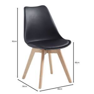 MARTIN Καρέκλα Τραπεζαρίας Κουζίνας, Ξύλο, ΡΡ Μαύρο, Αμοντάριστη Ταπετσαρία Ε-00024017 ΕΜ136,201 (ΣΕΤ ΤΩΝ 4)