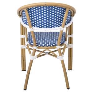 PARIS Πολυθρόνα Dining Αλουμίνιο Φυσικό, Wicker Άσπρο - Μπλε, Στοιβαζόμενη Ε-00024033 Ε258,3