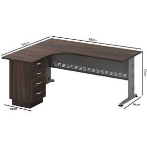 SUPERIOR Γραφείο Αριστερή Γωνία - Απόχρωση Γκρι - Σκούρο Καρυδί Ε-00024279 ΕΟ703,L1