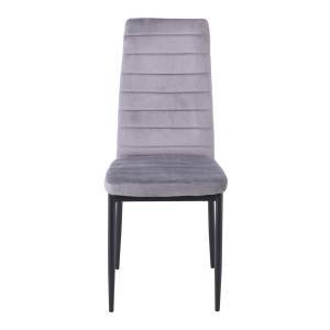 JETTA Καρέκλα Τραπεζαρίας Κουζίνας, Μέταλλο Βαφή Μαύρο Ύφασμα Velure Γκρι (Συσκ.6) Ε-00024460 ΕΜ966Β,86V (ΣΕΤ ΤΩΝ 6)