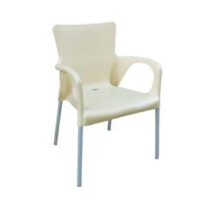 LARA Πολυθρόνα Dining Στοιβαζόμενη, ALU Silver, PP - UV Protection Απόχρωση Εκρού Ε-00008658 Ε306,4