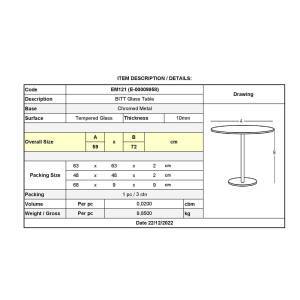 BITT Βοηθητικό Τραπεζάκι Σαλονιού - Καθιστικού Χρώμιο - Γυαλί Ε-00009958 ΕΜ121