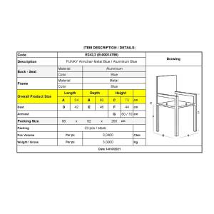FUNKY Πολυθρόνα Μέταλλο - Αλουμίνιο Βαφή Μπλε Ε-00014795 Ε242,2