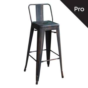 RELIX Σκαμπό Bar-Pro με Πλάτη, Μέταλλο Βαφή Antique Black Ε-00015484 Ε5199,10
