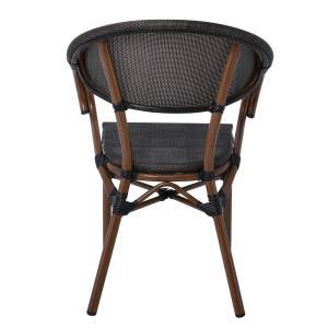 COSTA Πολυθρόνα Dining Αλουμινίου, Απόχρωση Καρυδί Textilene Μαύρο Ε-00018372 Ε286