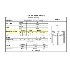 DENON Πολυθρόνα Στοιβαζόμενη Πολυπροπυλένιο (PP) Καφέ Mocha Ε-00020365 Ε376,3 (ΣΕΤ ΤΩΝ 4)