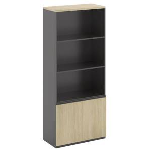 PROJECT Βιβλιοθήκη Γραφείου, 3 Ράφια, Ντουλάπι Δίφυλλο με 2 Ράφια, Απόχρωση Sonoma - Γκρι Ε-00020629 ΕΟ908