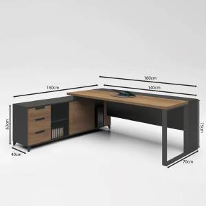 PROLINE Γραφείο Αναστρέψιμη Γωνία, 3 Συρτάρια, Ράφια, Απόχρωση Καρυδί Δρυς - Μαύρο Ε-00020632 ΕΟ919