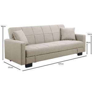 KELSO Καναπές - Κρεβάτι με Αποθηκευτικό Χώρο, 3Θέσιος, Ύφασμα Cappuccino Ε-00022001 Ε9928,3