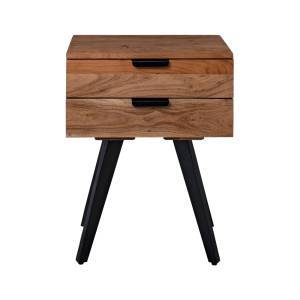 ANKO Κομοδίνο Μέταλλο Βαφή Μαύρο, Ξύλο Ακακία Φυσικό Ε-00022658 ΕΑ7078