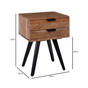 ANKO Κομοδίνο Μέταλλο Βαφή Μαύρο, Ξύλο Ακακία Φυσικό Ε-00022658 ΕΑ7078