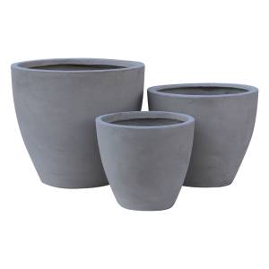 FLOWER POT-3  Set 3 τεμαχίων Cement Grey Ε-00022897 Ε6302,S