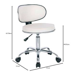 GLORY Σκαμπό με Πλάτη, Χρώμιο PU Άσπρο, Τροχήλατο, Ρύθμιση Ύψους, Περιστρεφόμενο Ε-00023123 ΕΜ404,1 (ΣΕΤ ΤΩΝ 2)