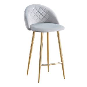 BELLA Σκαμπό BAR με Πλάτη, Βάση Χρώμιο Χρυσό, Ύφασμα Velure Απόχρωση Γκρι Ε-00023574 ΕΜ758,2G (ΣΕΤ ΤΩΝ 4)