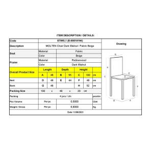 MOLTEN Καρέκλα Καρυδί, Ύφασμα Μπεζ Ε-00018194 Ε7093,1 (ΣΕΤ ΤΩΝ 2)