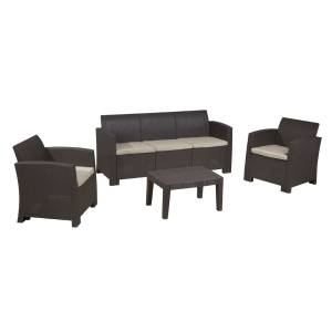 SAVANNA Set Σαλόνι Κήπου Βεράντας K/D, PP-UV Καφέ Μαξιλάρια Grey-White Ε-00018591 Ε353,2