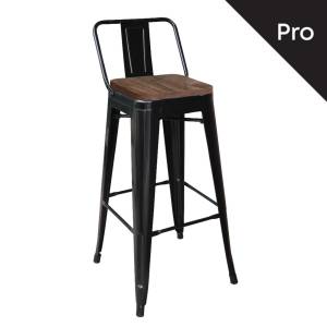 RELIX Wood Σκαμπό Bar-Pro με Πλάτη, Μέταλλο Βαφή Μαύρο Μatte, Απόχρωση Ξύλου Dark Oak Ε-00019138 Ε5208,1Μ