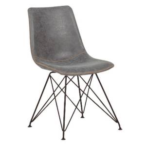 PANTON Καρέκλα Μέταλλο Βαφή Μαύρη, PU Vintage Grey Ε-00019521 ΕΜ777,1 (ΣΕΤ ΤΩΝ 4)