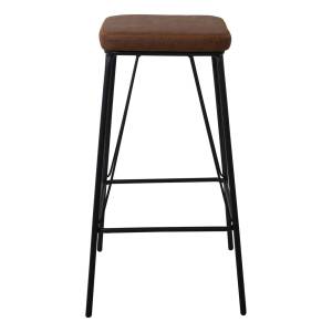 PANTON Σκαμπό BAR, Μέταλλο Βαφή Μαύρο, PU Απόχρωση Vintage Brown Ε-00020303 ΕΜ779,2 (ΣΕΤ ΤΩΝ 2)