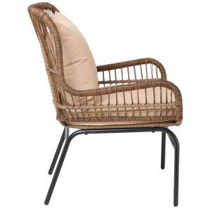 SALSA MAX Πολυθρόνα Μέταλλο Βαφή Μαύρο, Wicker Φυσικό, Μαξιλάρι Μπεζ Ε-00020846 Ε243,Κ (ΣΕΤ ΤΩΝ 2)
