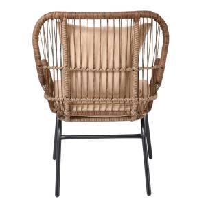 SALSA MAX Πολυθρόνα Μέταλλο Βαφή Μαύρο, Wicker Φυσικό, Μαξιλάρι Μπεζ Ε-00020846 Ε243,Κ (ΣΕΤ ΤΩΝ 2)