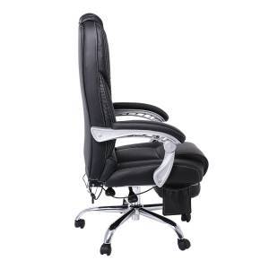 BF8550 Massage Relax Πολυθρόνα Γραφείου Διευθυντή, Βάση Χρώμιο με Υποπόδιο, Pu  Μαύρο Ε-00022920 ΕΟ284,1