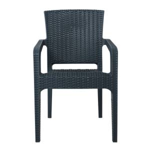 LORA Πολυθρόνα Κήπου Στοιβαζόμενη, PP (Rattan Look) Απόχρωση Ανθρακί Ε-00023889 Ε303,3