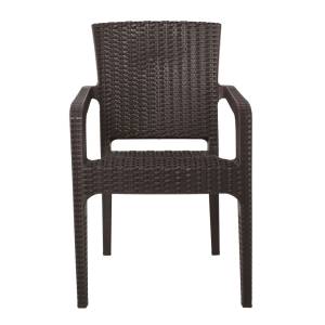 LORA Πολυθρόνα Κήπου Στοιβαζόμενη, PP (Rattan Look) Απόχρωση Καφέ Σκούρο Ε-00023890 Ε303,4