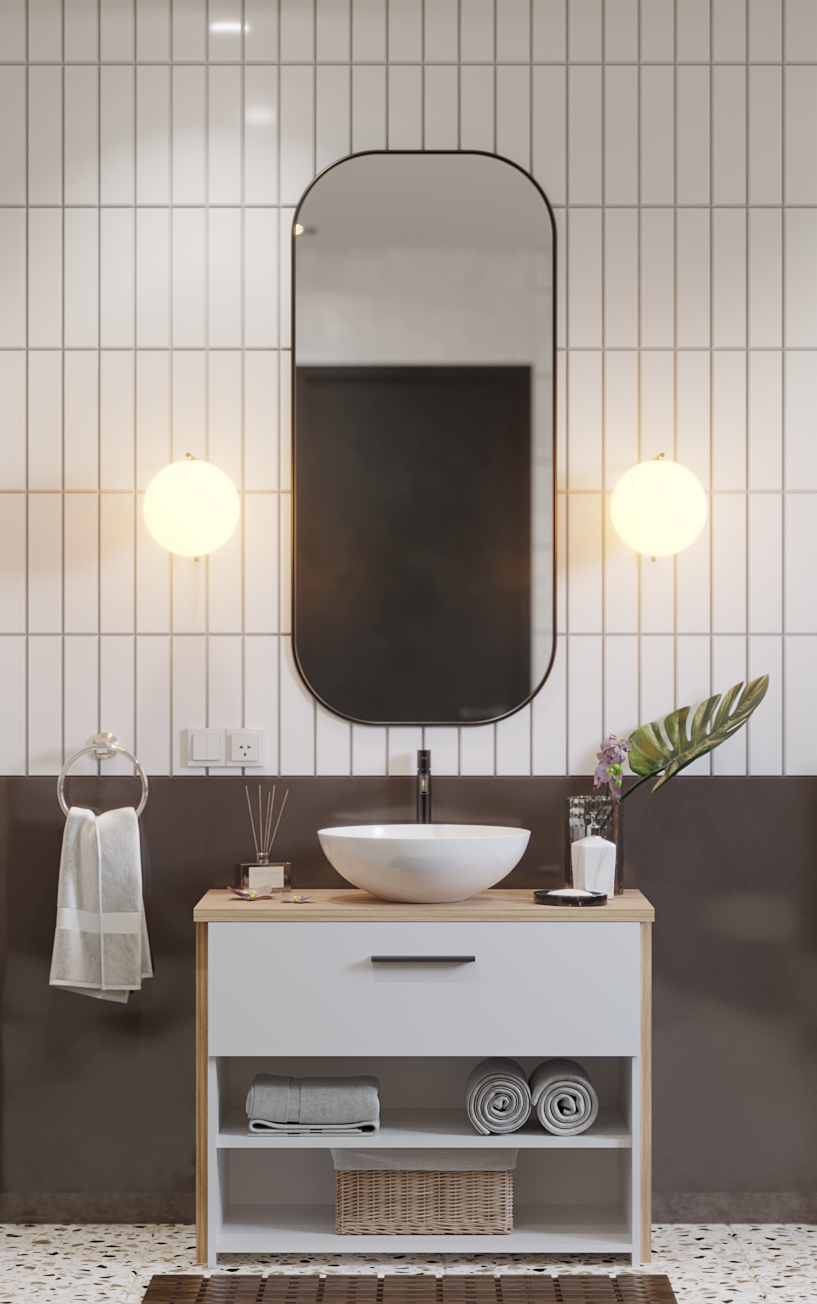 Έπιπλο Νιπτήρα Μπάνιου Moon - Grey Craft Oak (90x45x70,5)